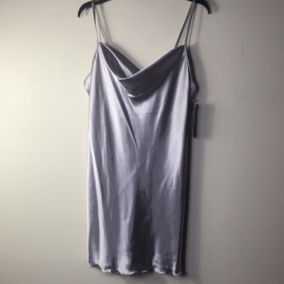 BEBE NWT Silver spaghetti strap slip dress SIZE: Large Armpit to armpit 21” - Picture 5 of 12